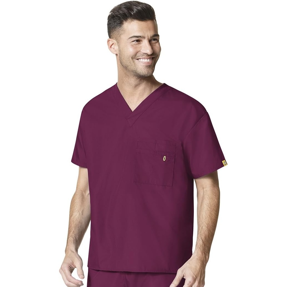 WonderWink unisex-adult Big The Alpha Unisex V-Neck Scrub Top, Wine, 3X-Large