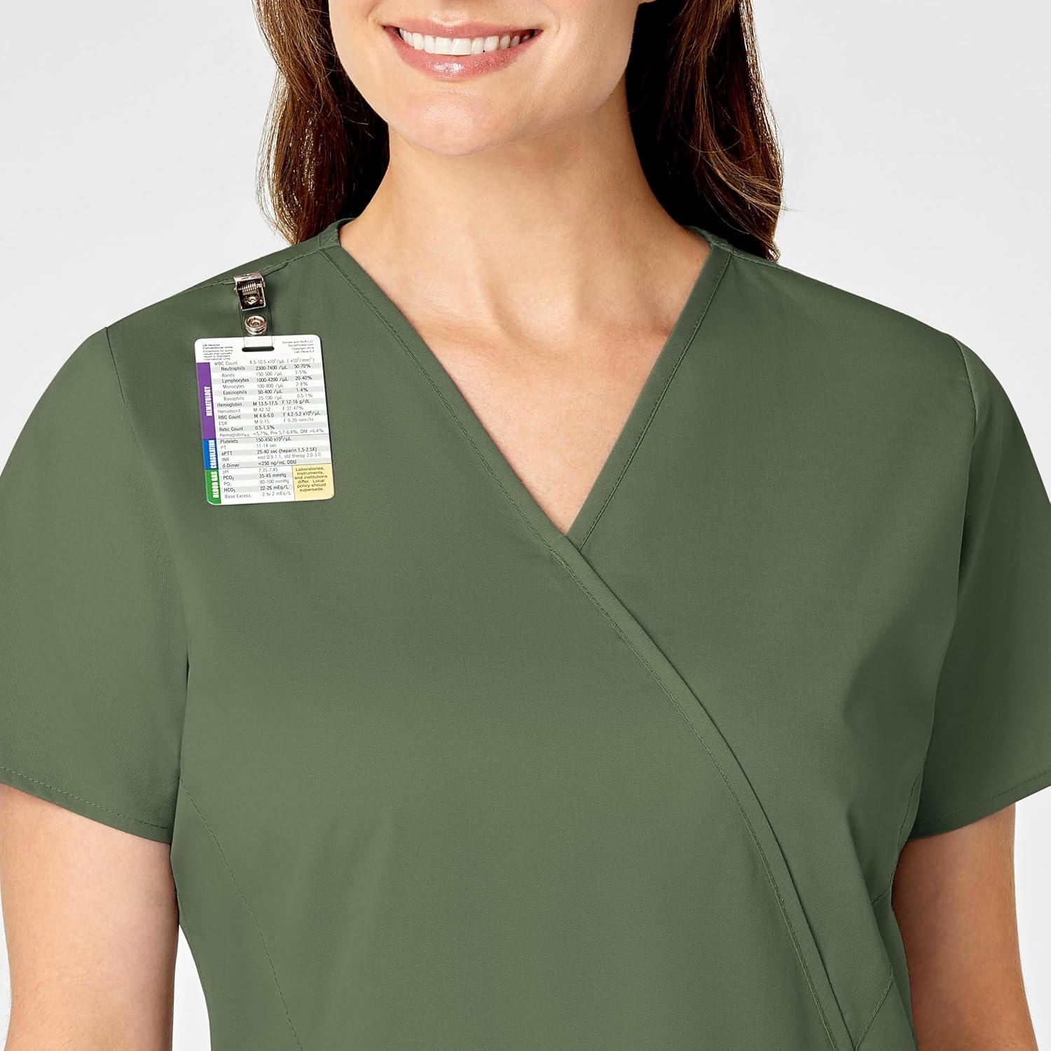 WINK WonderWORK Women’s Mock Wrap Scrub Top(Olive)