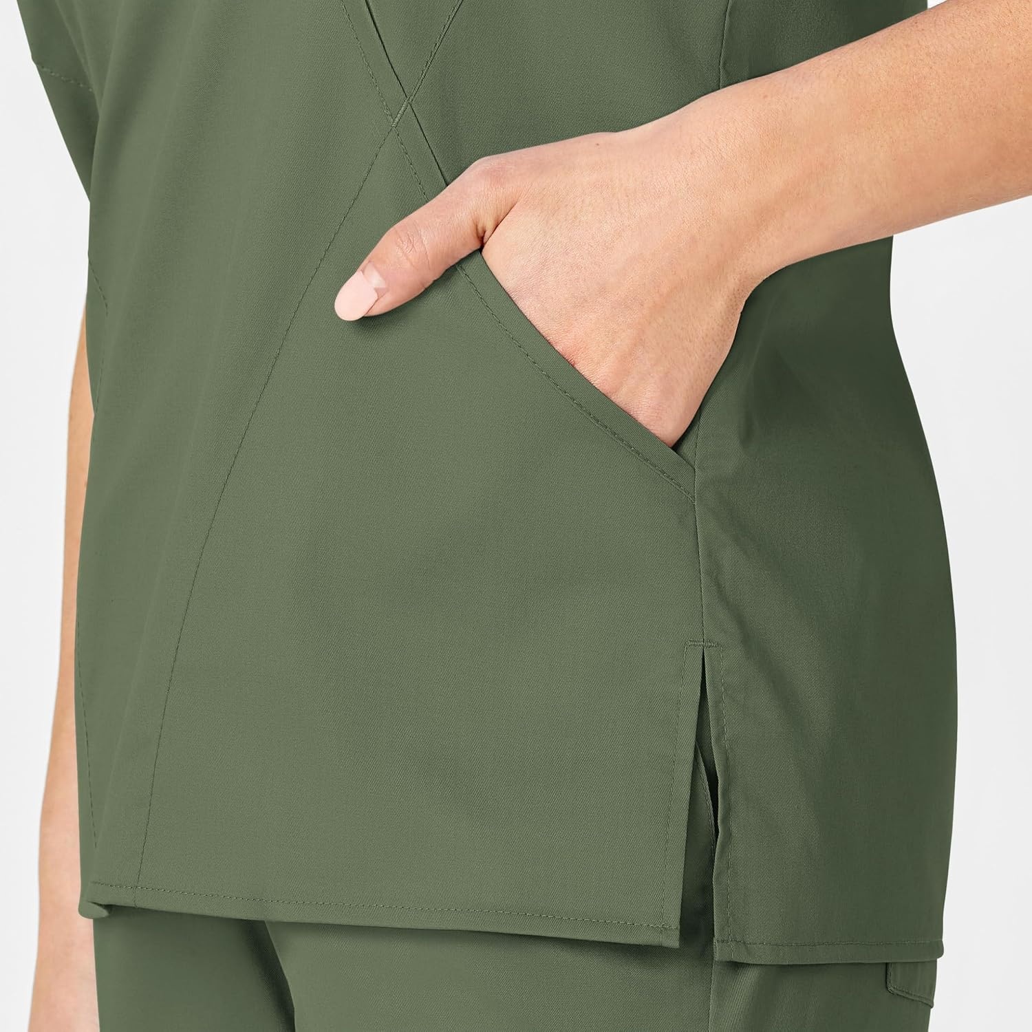 WINK WonderWORK Women’s Mock Wrap Scrub Top(Olive)