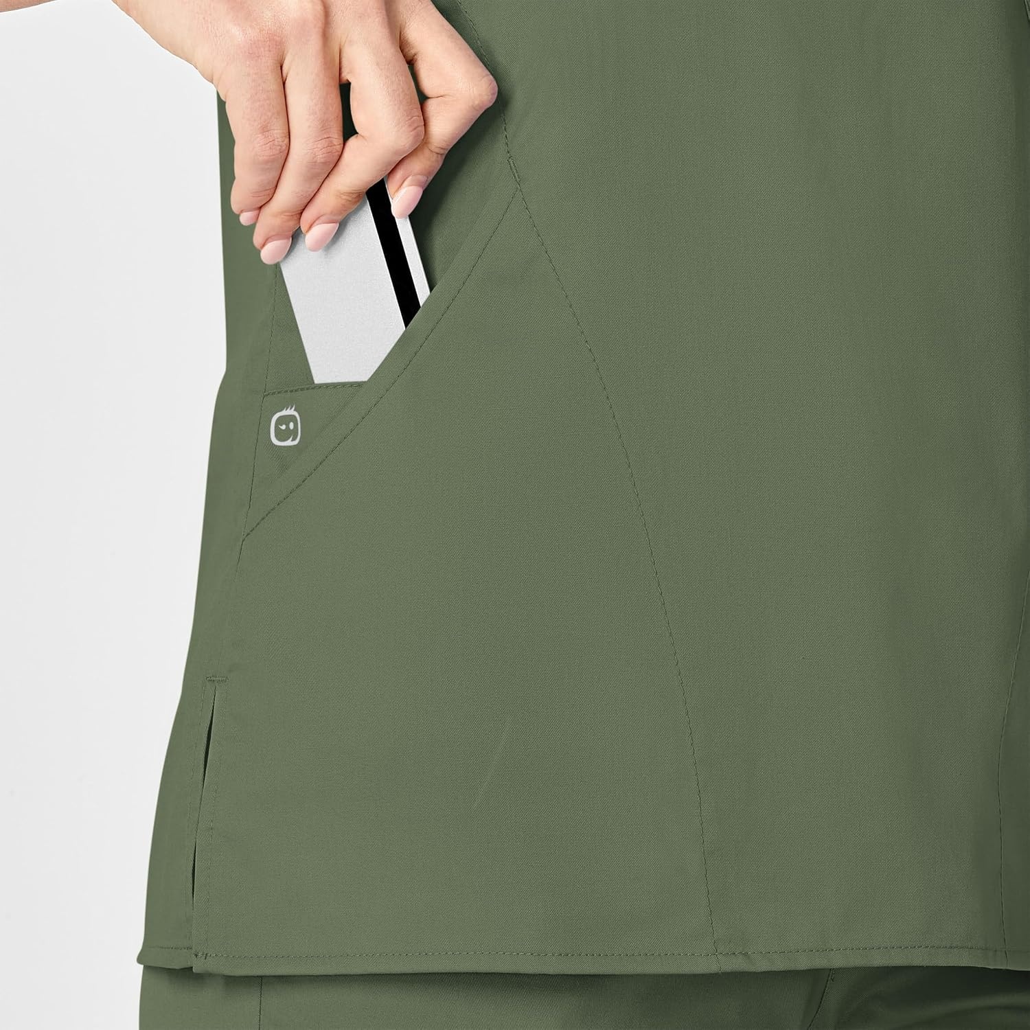 WINK WonderWORK Women’s Mock Wrap Scrub Top(Olive)