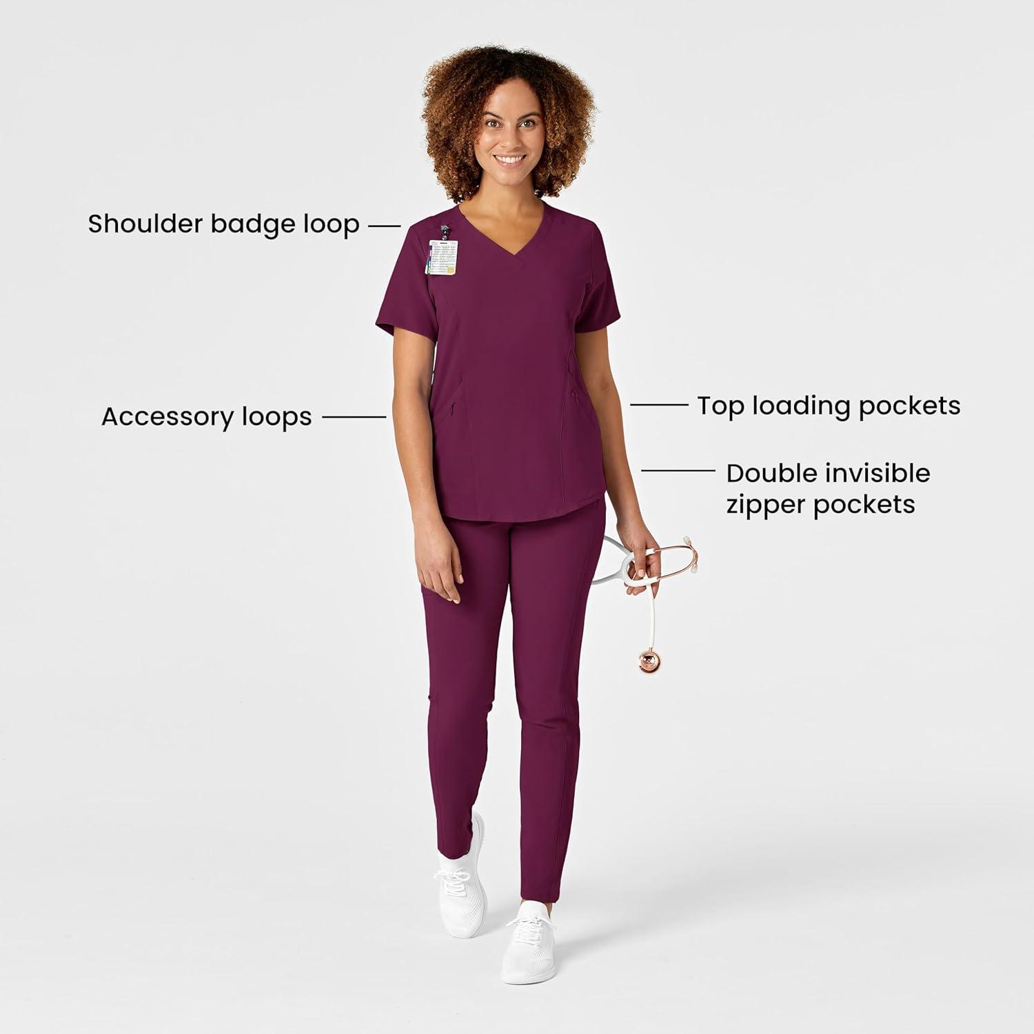 WonderWink Mens Women’s V-Neck Scrub Top(Wine)