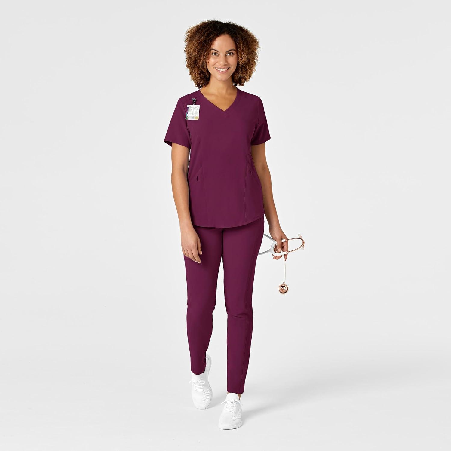 WonderWink Mens Women’s V-Neck Scrub Top(Wine)