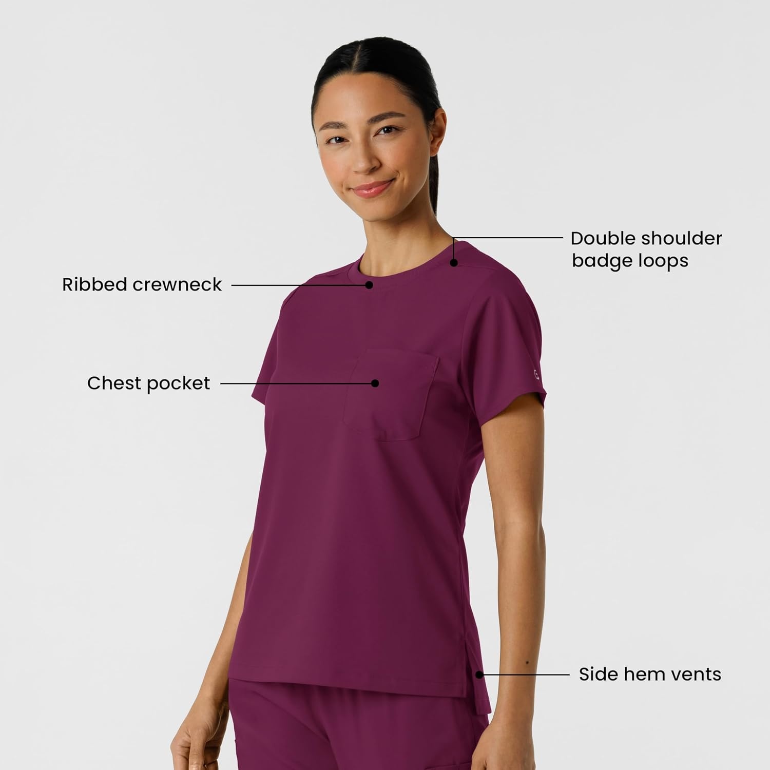 Wink Boundless Women’s Classic Scrub Tee(Wine)