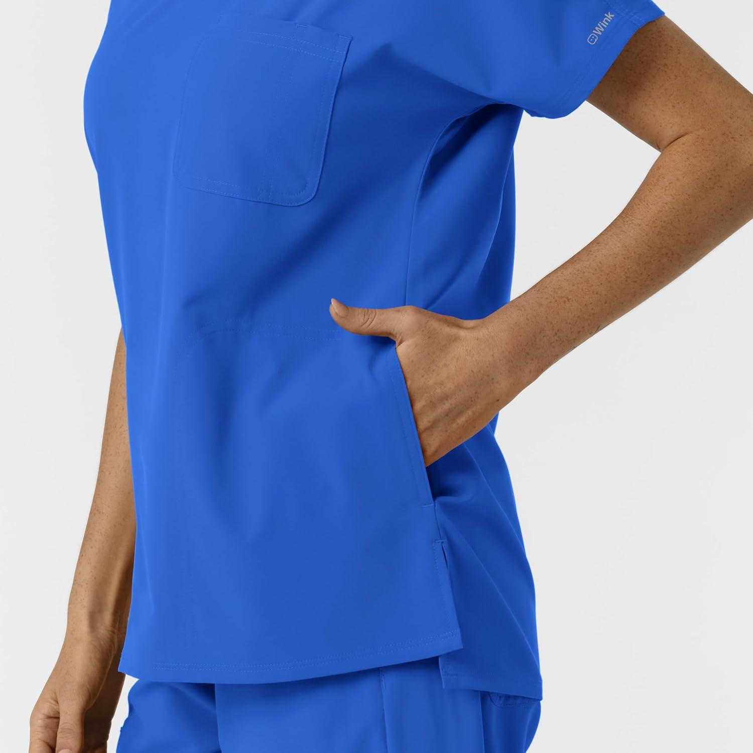 Wink Women’s Women’s Drop Shoulder Tunic Scrub Top(Royal)