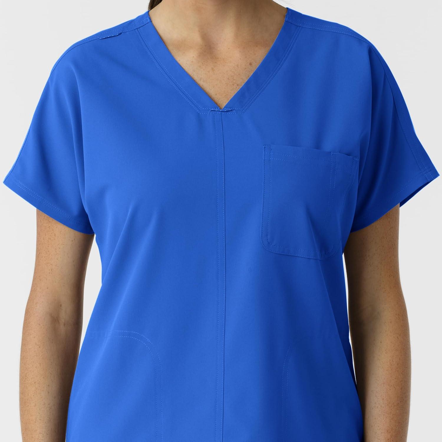 Wink Women’s Women’s Drop Shoulder Tunic Scrub Top(Royal)
