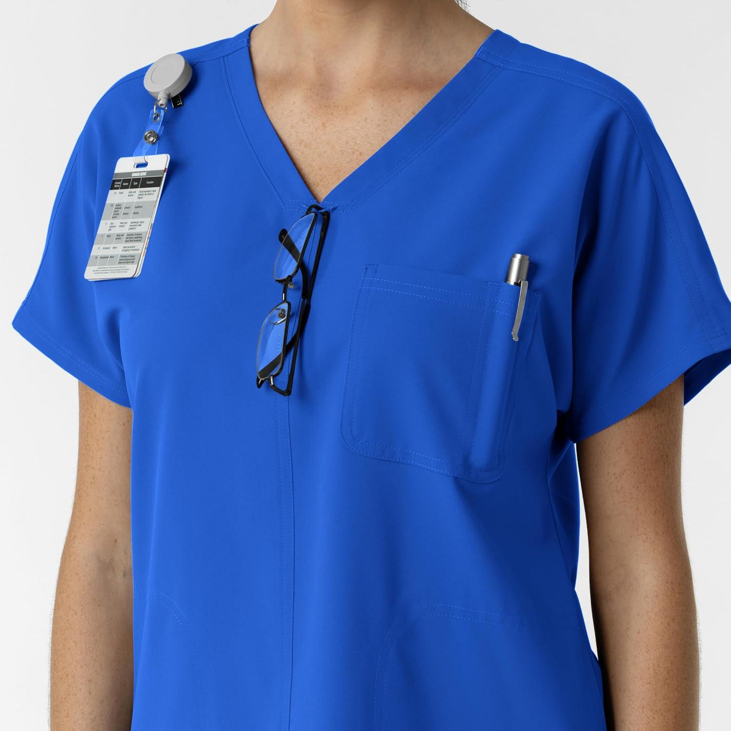 Wink Women’s Women’s Drop Shoulder Tunic Scrub Top(Royal)