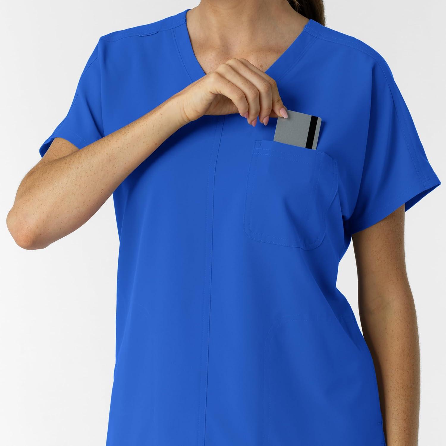 Wink Women’s Women’s Drop Shoulder Tunic Scrub Top(Royal)