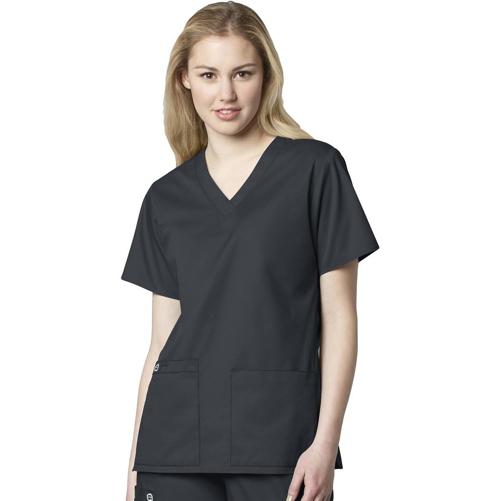 Wink WonderWORK Women’s V-Neck Scrub Top, Pewter, XS