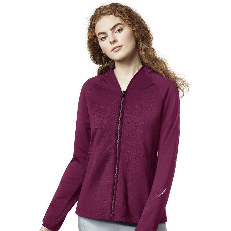 WonderWink womens Fleece Full-zip Jacket(Wine)