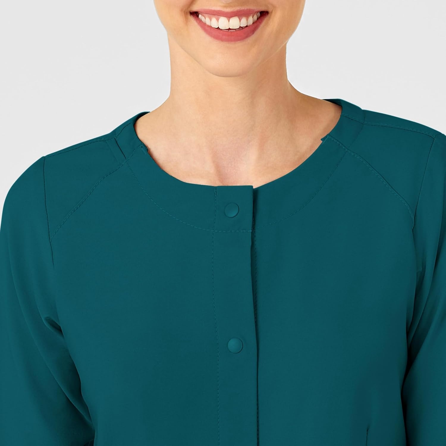 Wink W123 Women’s Crew Neck Warm Up Jacket(Caribbean Blue)