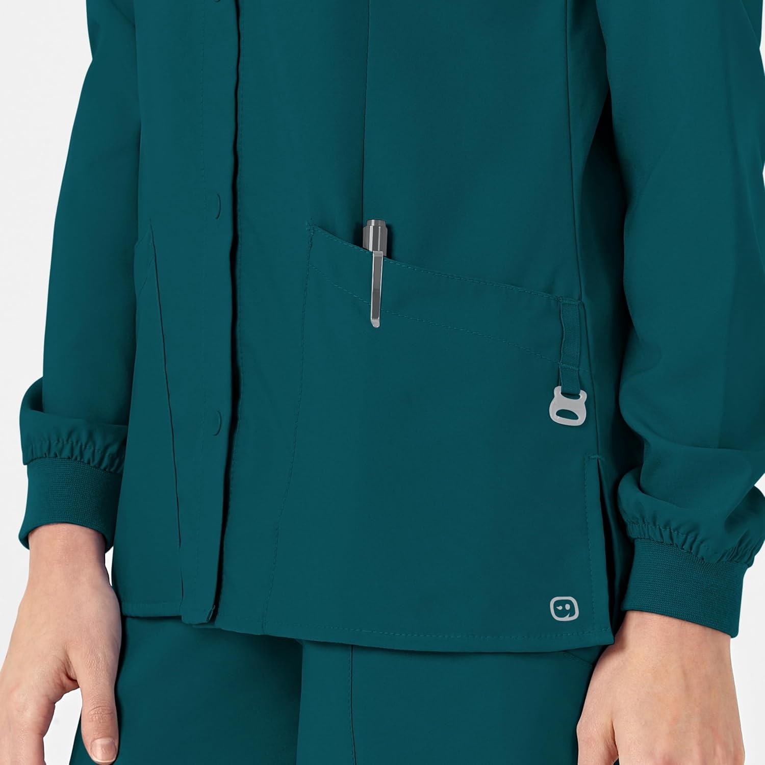 Wink W123 Women’s Crew Neck Warm Up Jacket(Caribbean Blue)
