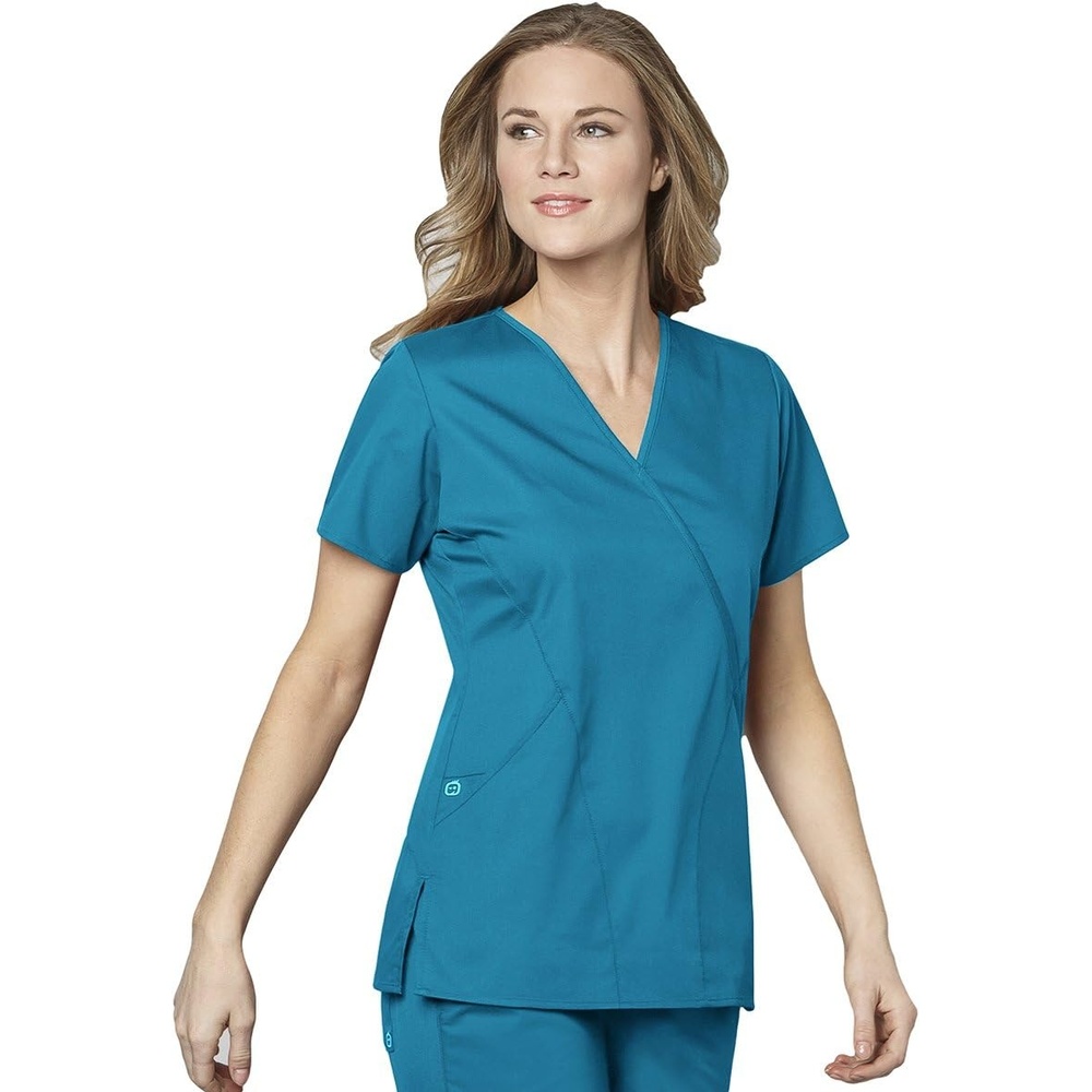 Wink W123 Women’s Mock Wrap Scrub Top(Teal)