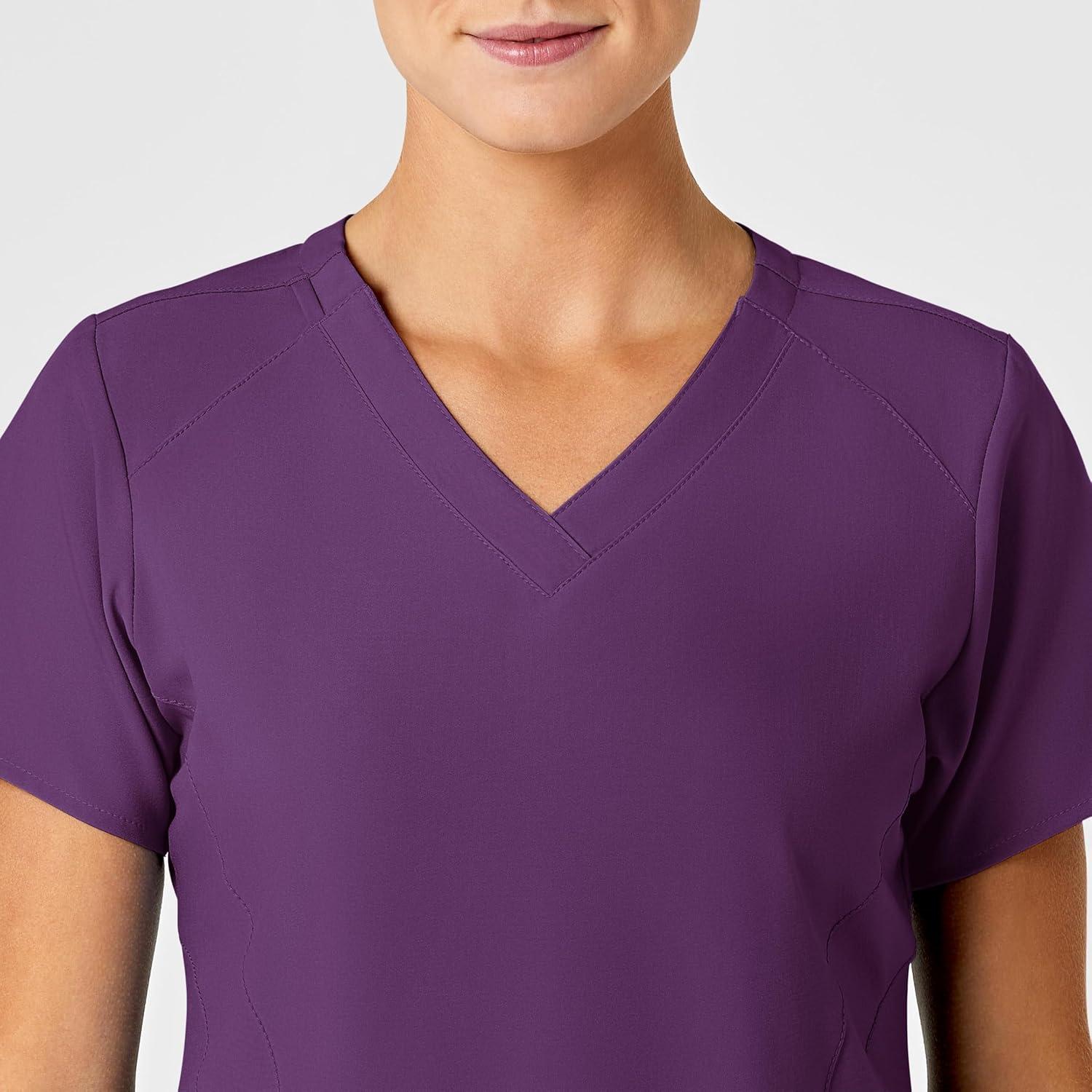 WonderWink Women’s Flex-Back Stylized V-Neck Top(Eggplant)