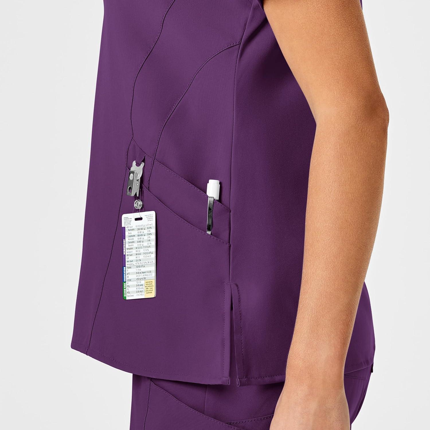 WonderWink Women’s Flex-Back Stylized V-Neck Top(Eggplant)