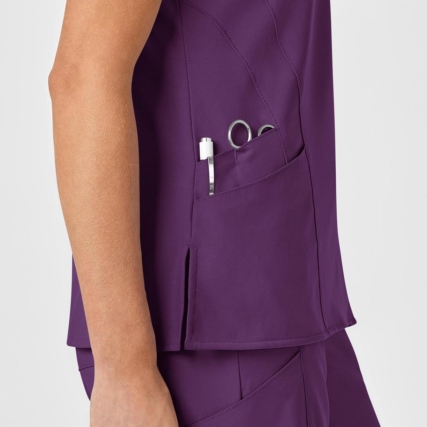 WonderWink Women’s Flex-Back Stylized V-Neck Top(Eggplant)
