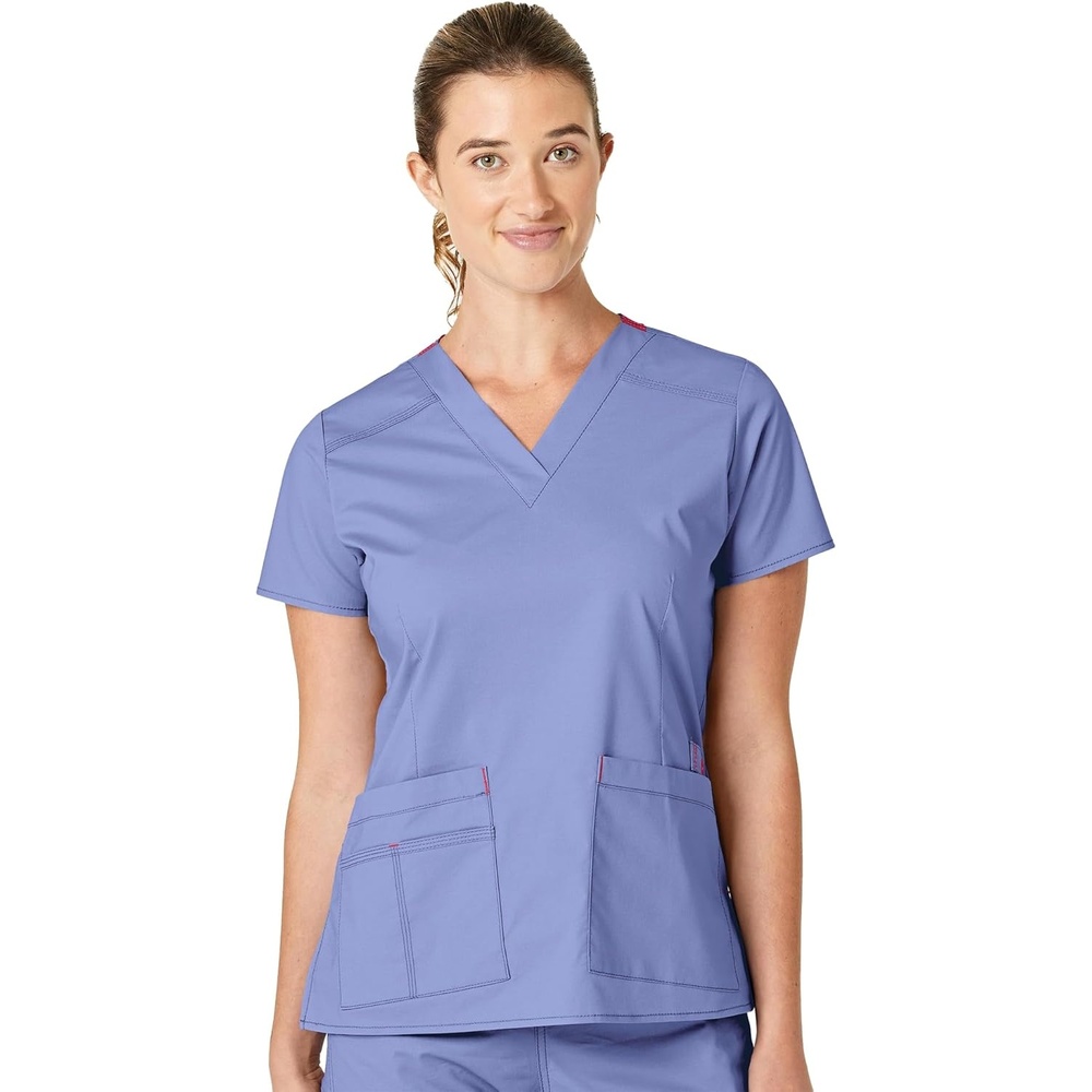 WonderWink Women’s Wonderflex Verity Scrub Top, Ceil Blue, Small