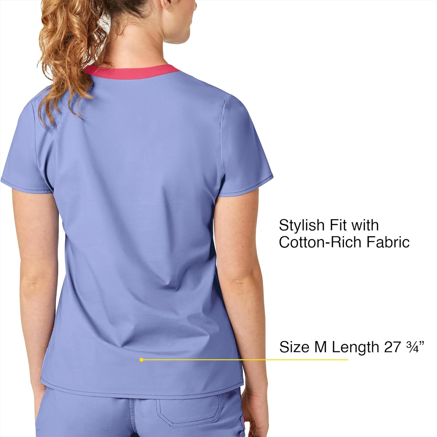 WonderWink Women’s Wonderflex Verity Scrub Top, Ceil Blue, Small