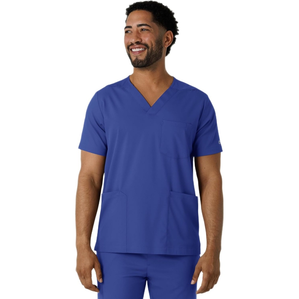 Wink Boundless Men’s Multi Pocket V-Neck Scrub Top(Galaxy Blue)