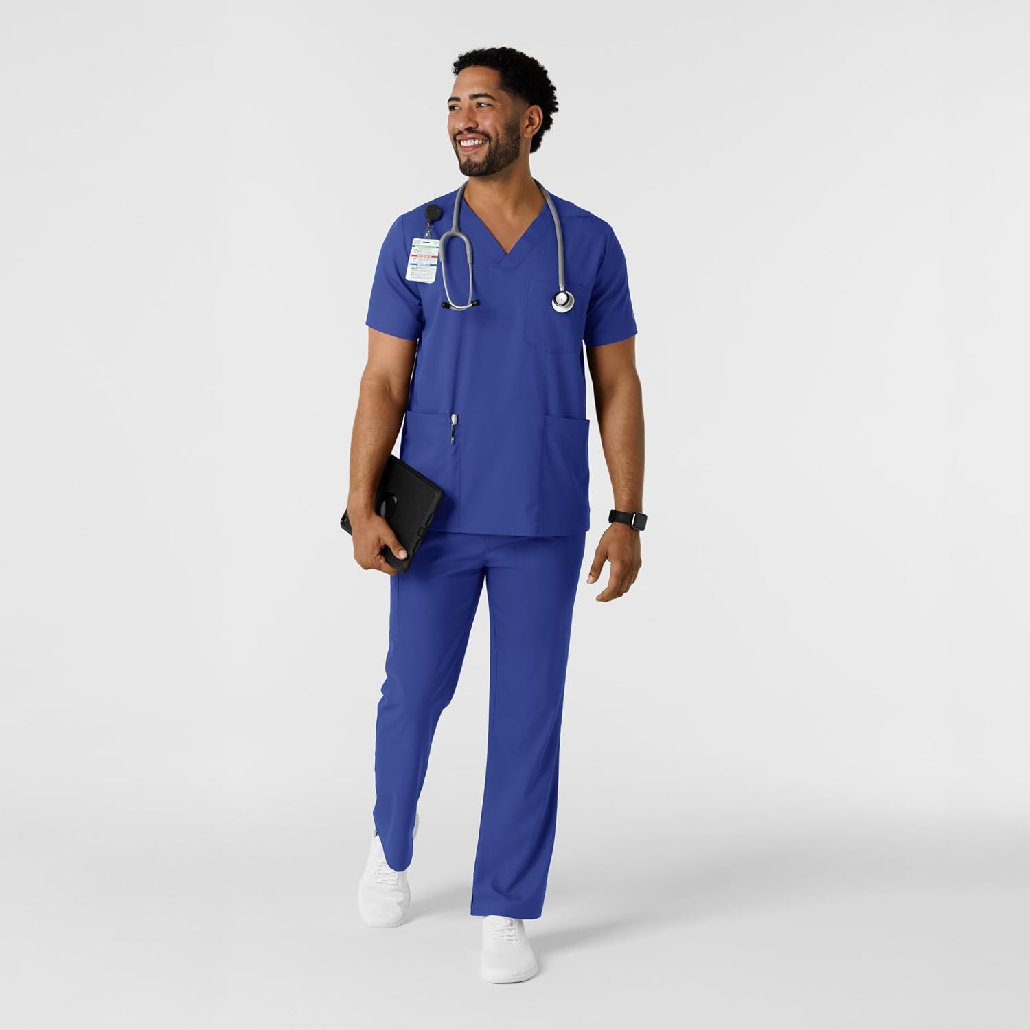 Wink Boundless Men’s Multi Pocket V-Neck Scrub Top(Galaxy Blue)