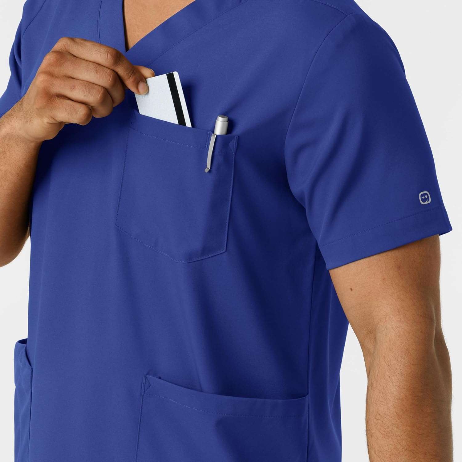 Wink Boundless Men’s Multi Pocket V-Neck Scrub Top(Galaxy Blue)