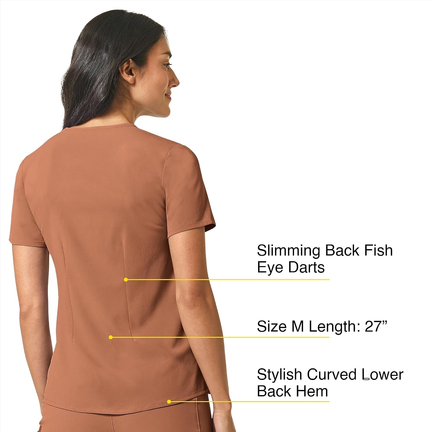 Wink Renew Women’s Mandarin Collar Tuck-in Scrub Top(Clay)