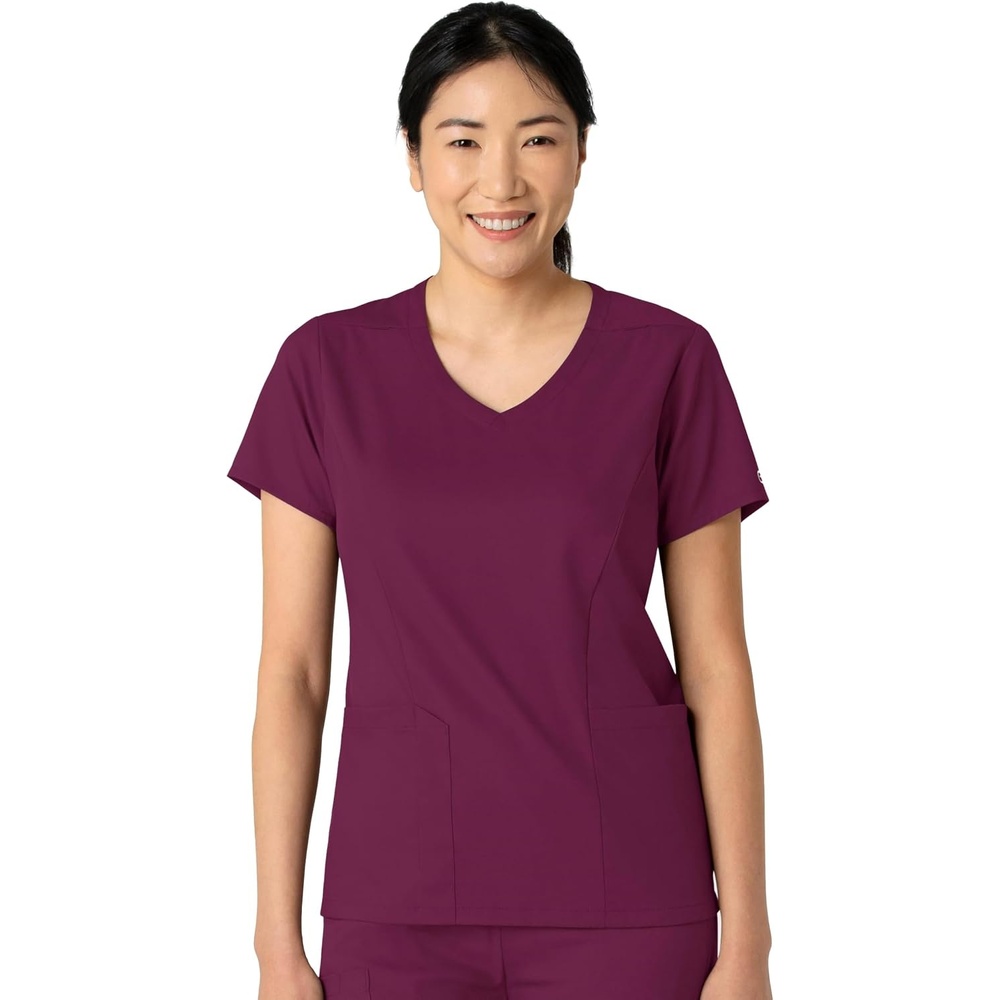Wink Boundless Women’s 2-Pocket V-Neck Scrub Top(Wine)