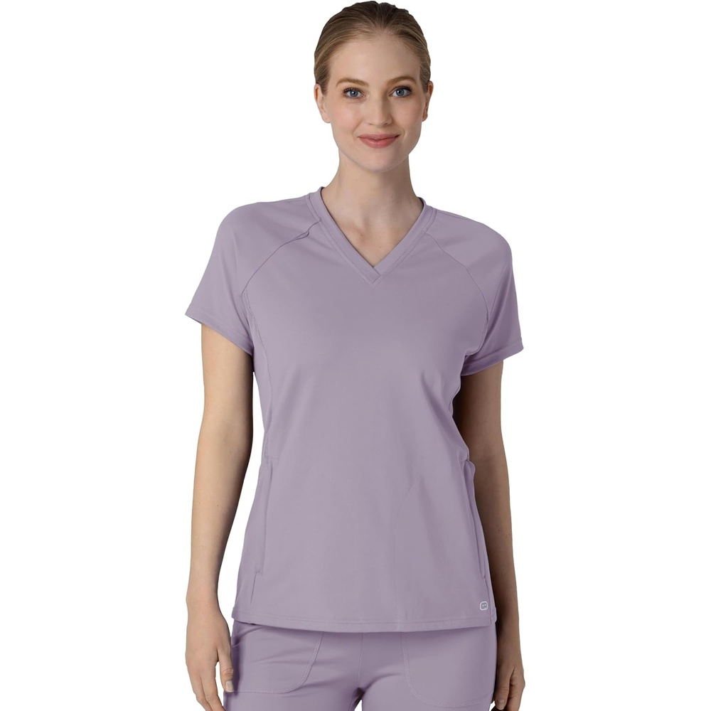 Wink Renew Knit Women’s Flex-n-Reach V-Neck Raglan Scrub Top(Wisteria)