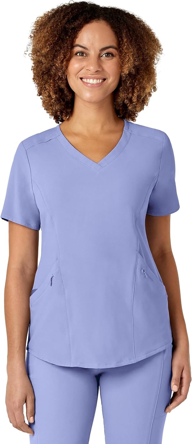Wink Renew Women’s V-Neck Scrub Top, Ceil Blue, XL