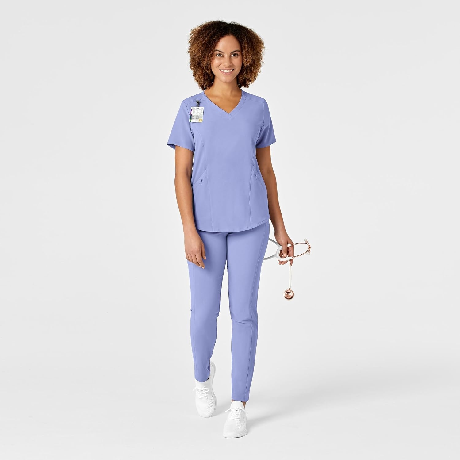 Wink Renew Women’s V-Neck Scrub Top, Ceil Blue, XL