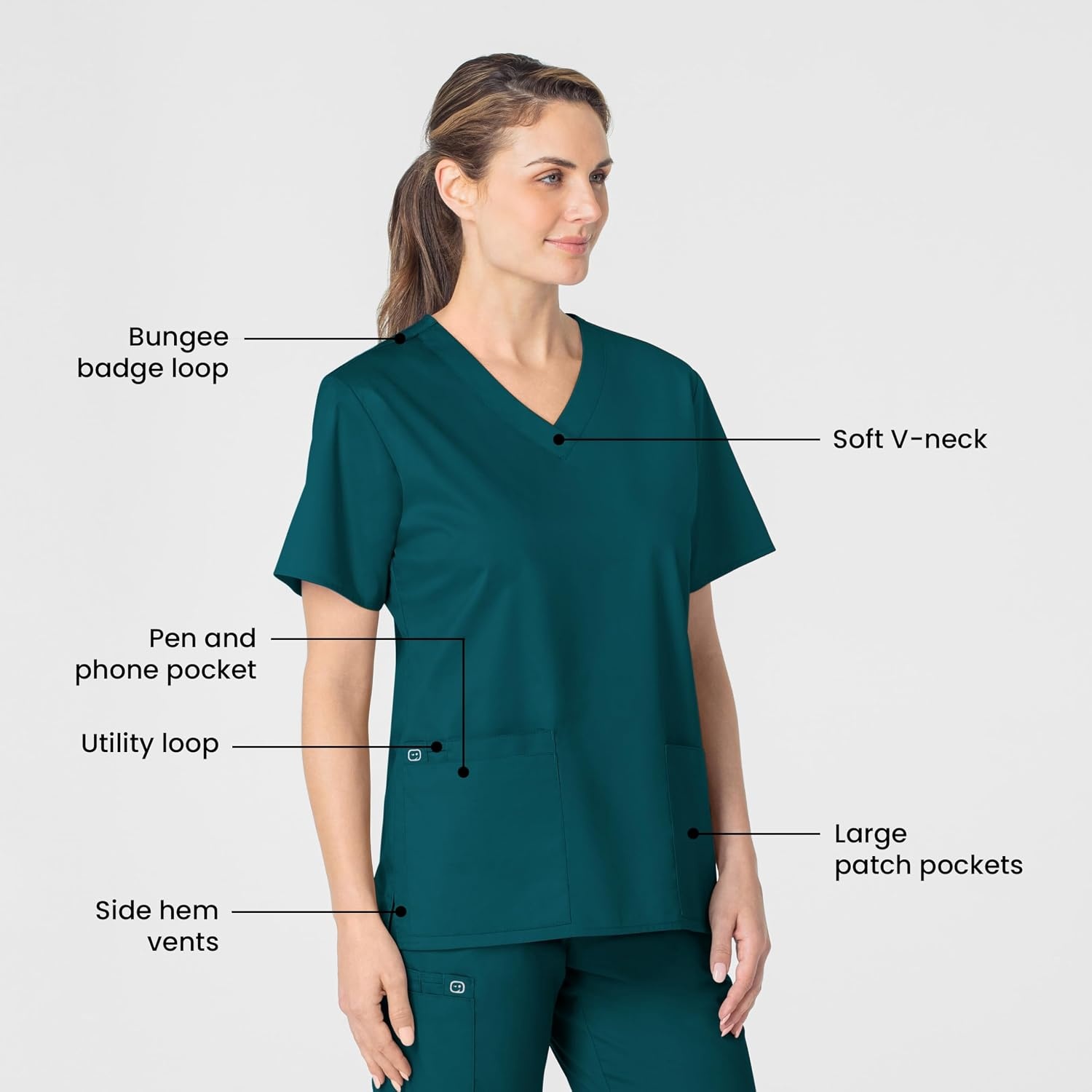 Wink WonderWORK Women’s V-Neck Scrub Top, Caribbean Blue, 4XL
