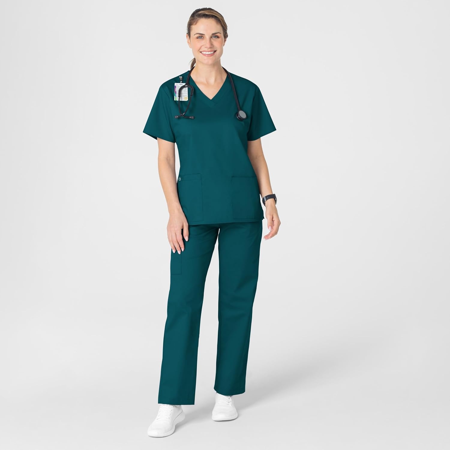 Wink WonderWORK Women’s V-Neck Scrub Top, Caribbean Blue, 4XL