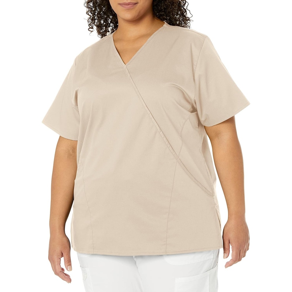 Wink W123 Women’s Mock Wrap Scrub Top(Khaki)
