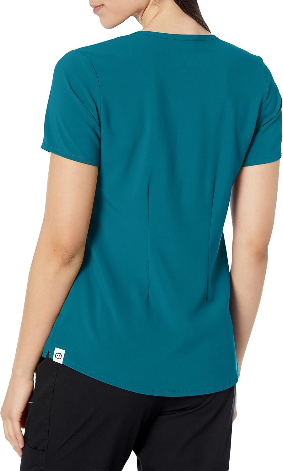 Wink Renew Women’s Mandarin Collar Tuck-in Scrub Top(Caribbean Blue)