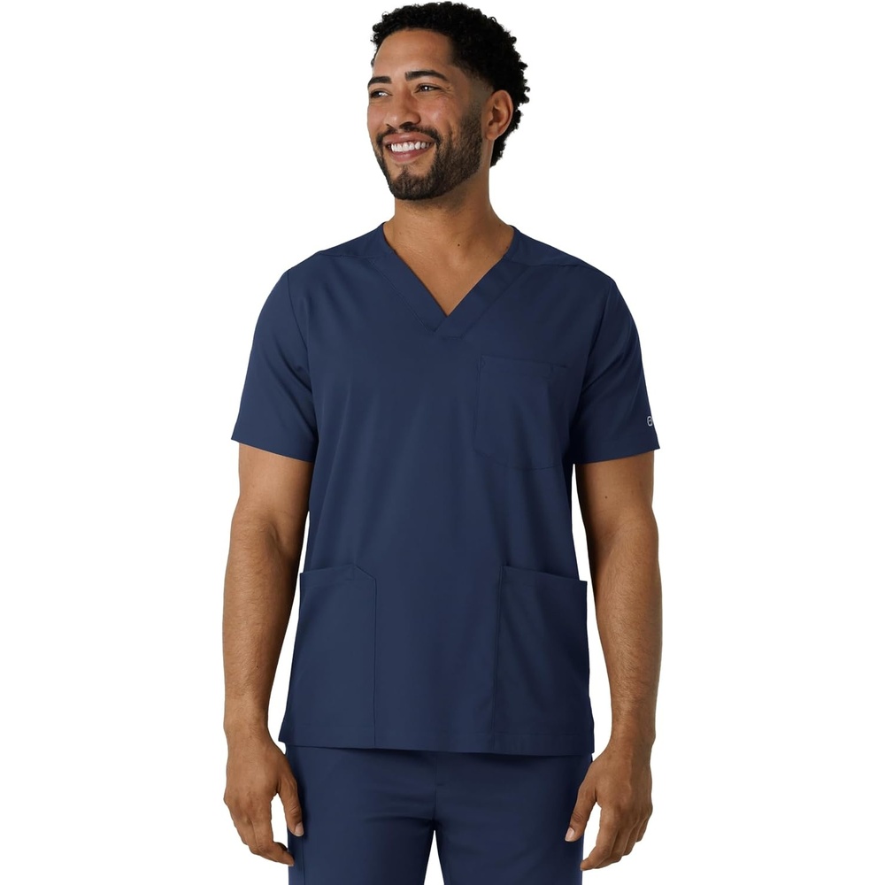 Wink Boundless Men’s Multi Pocket V-Neck Scrub Top(Navy)