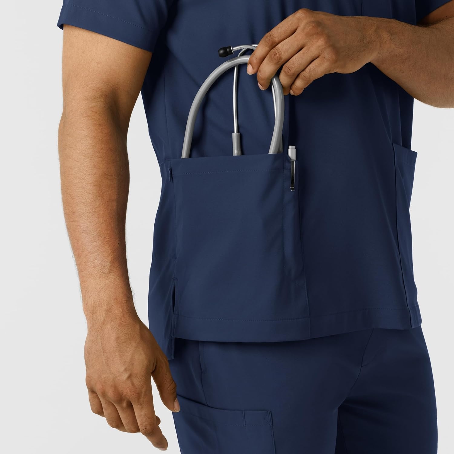 Wink Boundless Men’s Multi Pocket V-Neck Scrub Top(Navy)