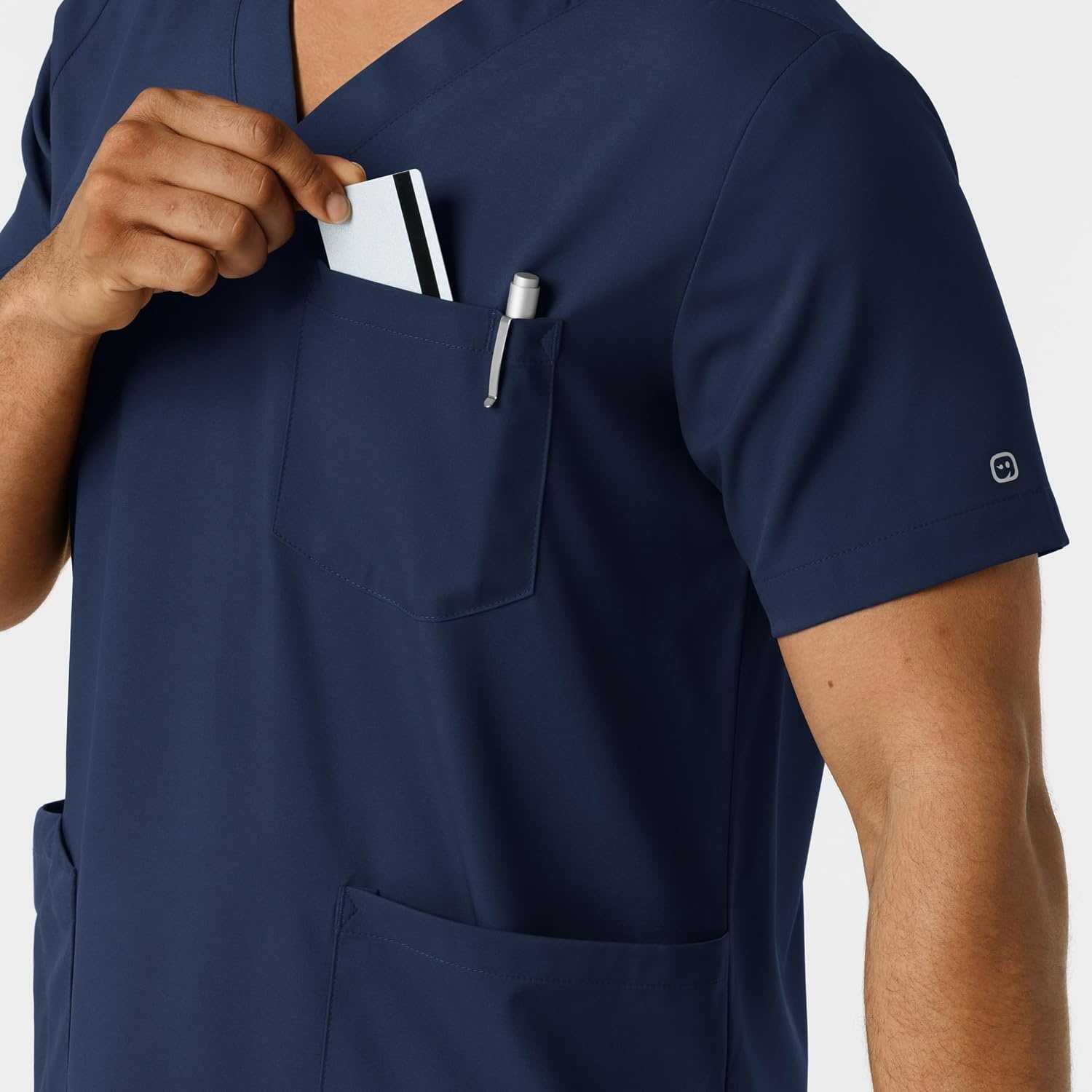 Wink Boundless Men’s Multi Pocket V-Neck Scrub Top(Navy)
