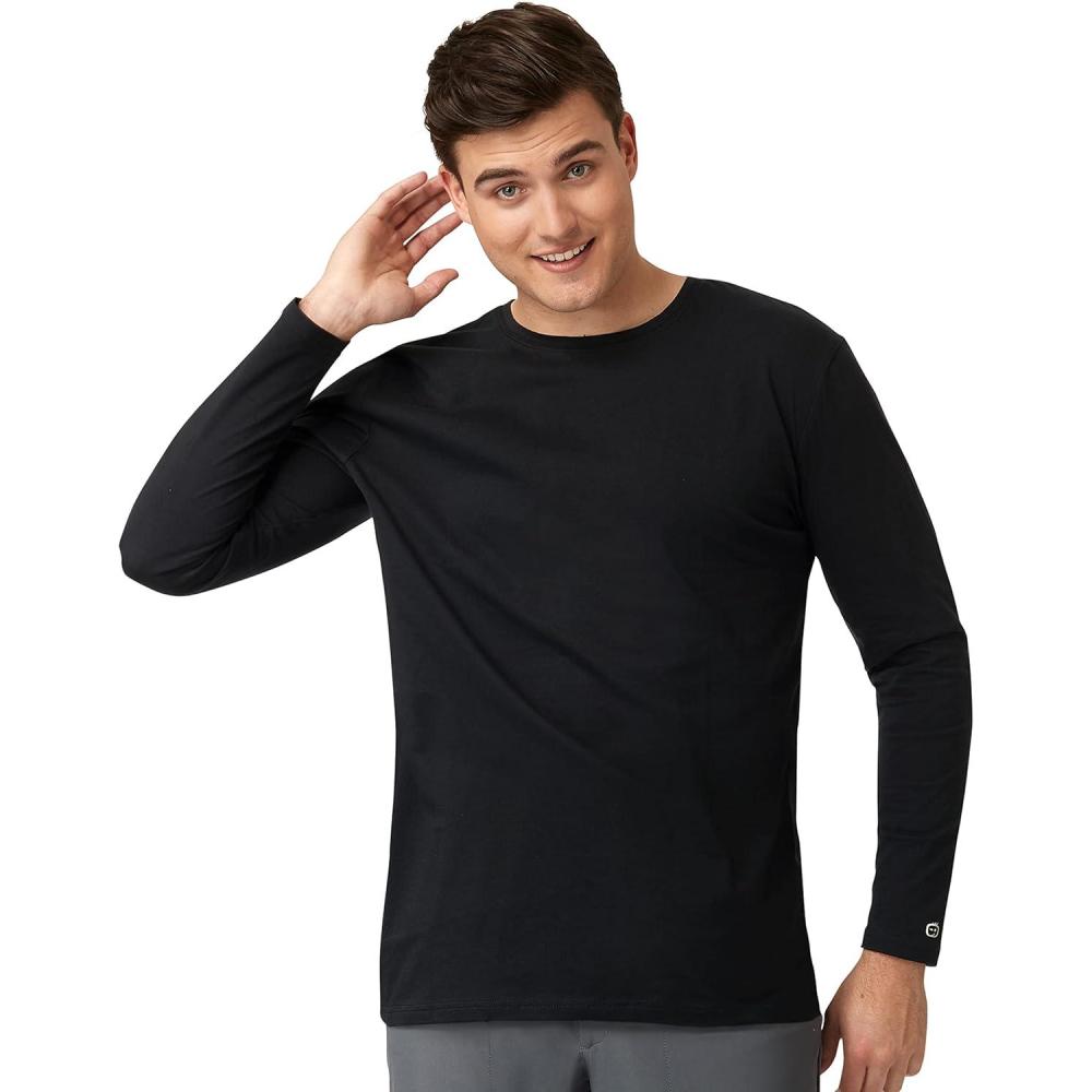 WonderWink Mens Men’s Crew Neck Jersey Knit Tee(Black)
