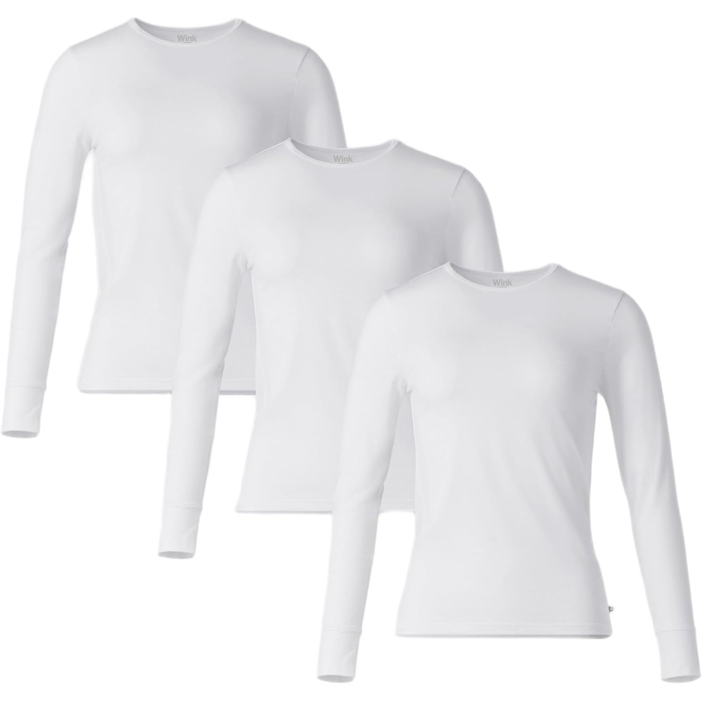 Wink Layers Women’s 3-Pack Essential Layer Long Sleeve(White)