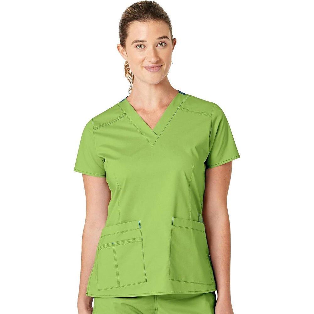 Wink WonderFLEX Women’s Verity V-Neck Scrub Top(Green Apple)