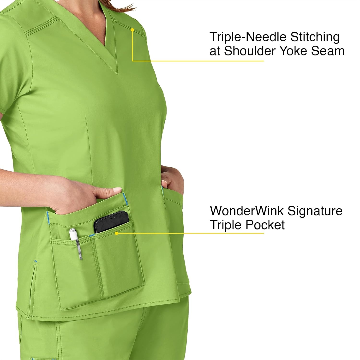Wink WonderFLEX Women’s Verity V-Neck Scrub Top(Green Apple)
