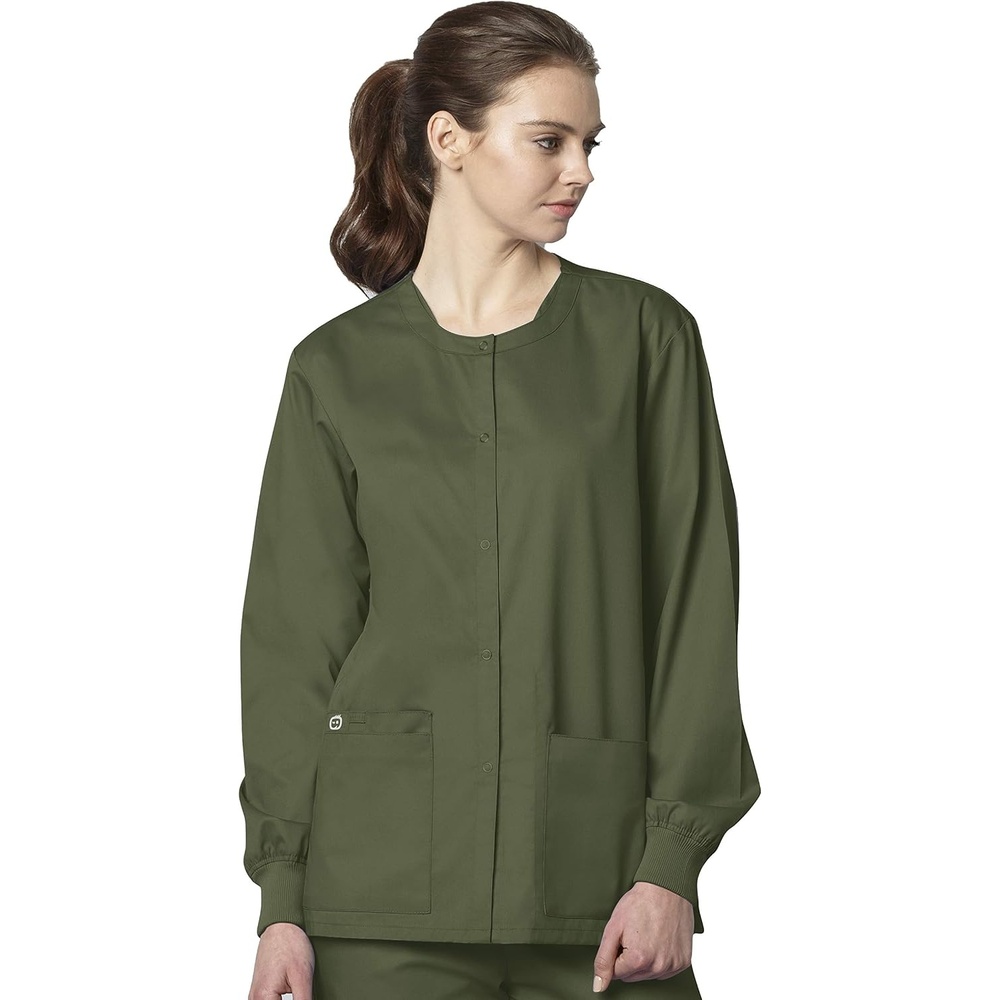WonderWink Unisex Adult Unisex Snap Front Jacket(Olive)