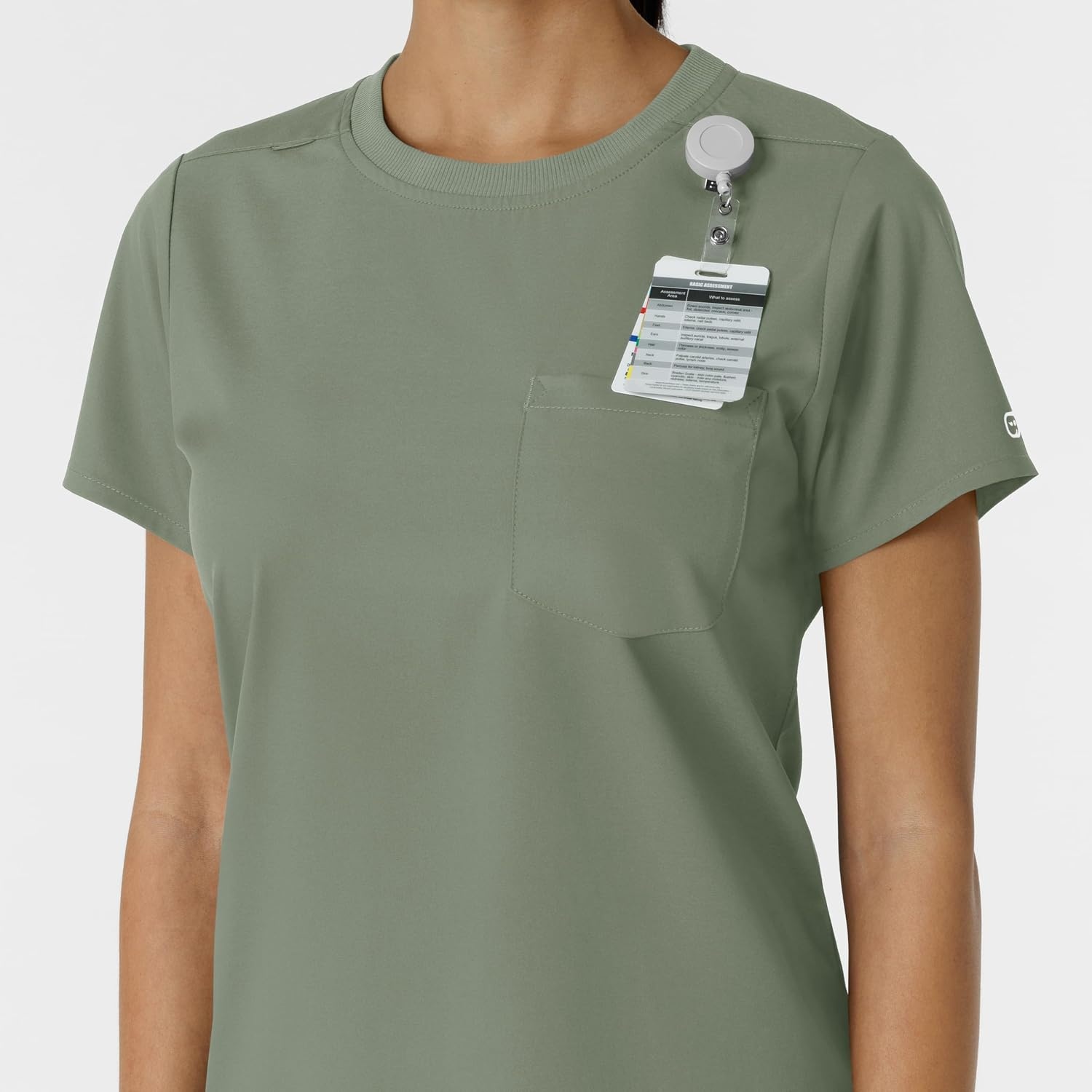 Wink Scrubs for Women, Boundless, Classic Tee with 1 Pocket(Sage)