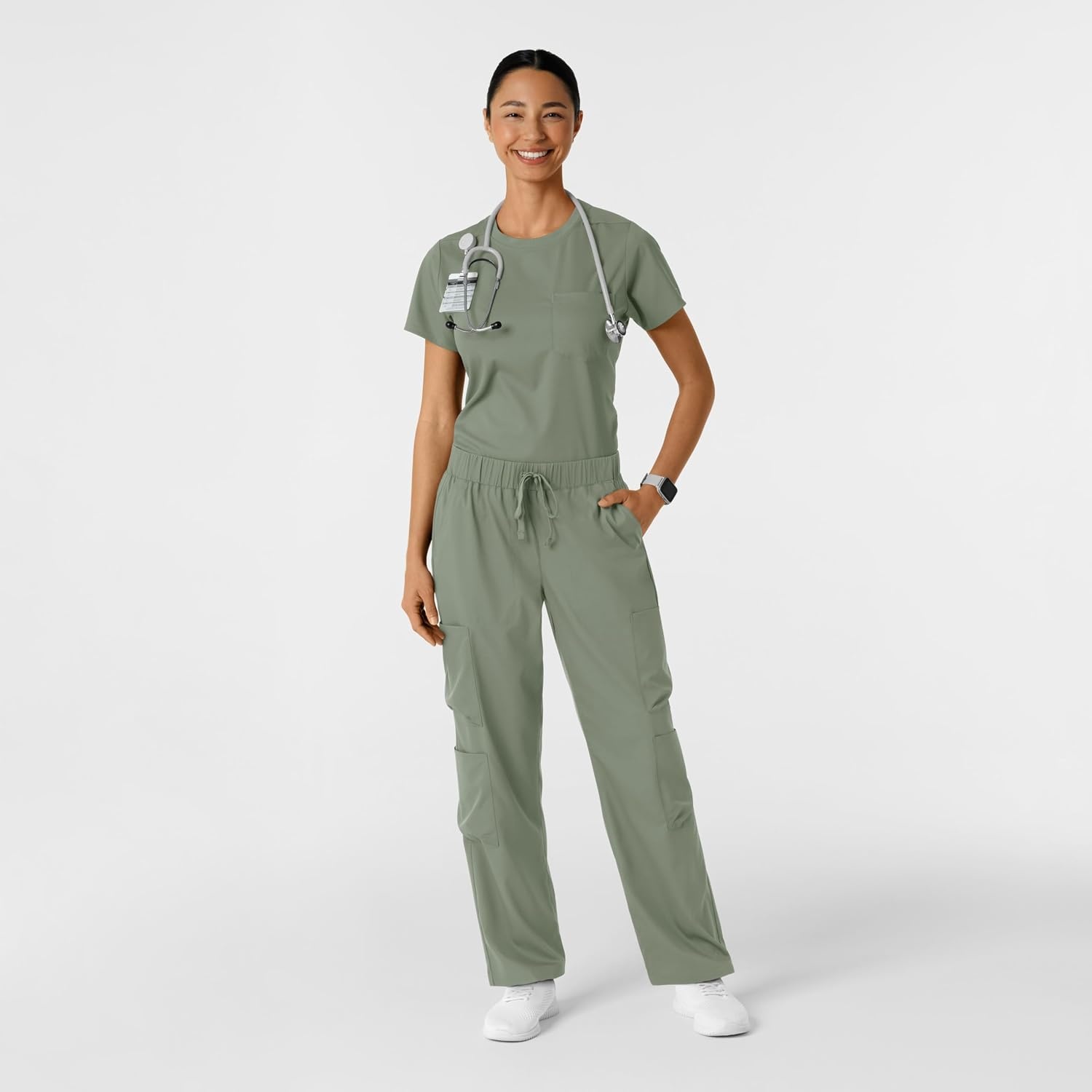 Wink Scrubs for Women, Boundless, Classic Tee with 1 Pocket(Sage)