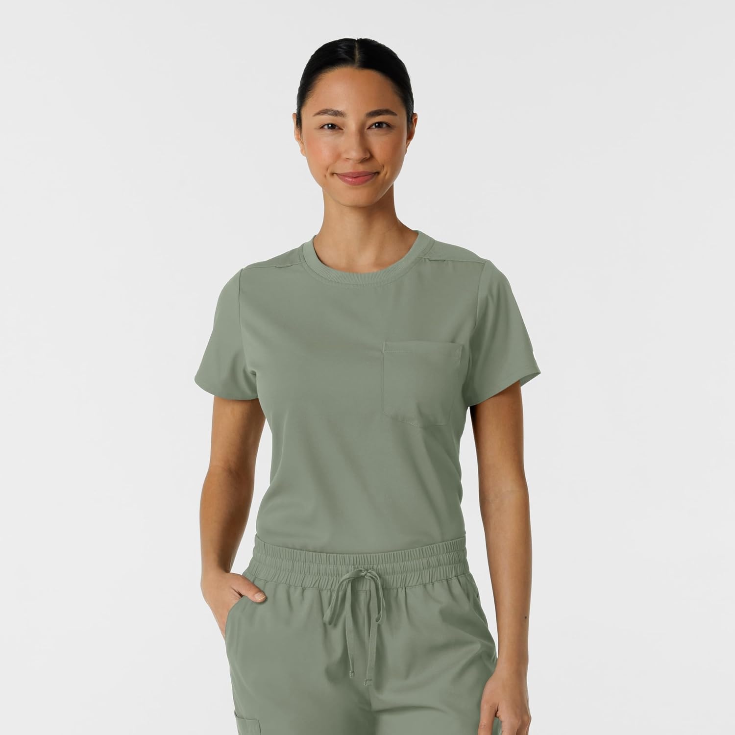 Wink Scrubs for Women, Boundless, Classic Tee with 1 Pocket(Sage)