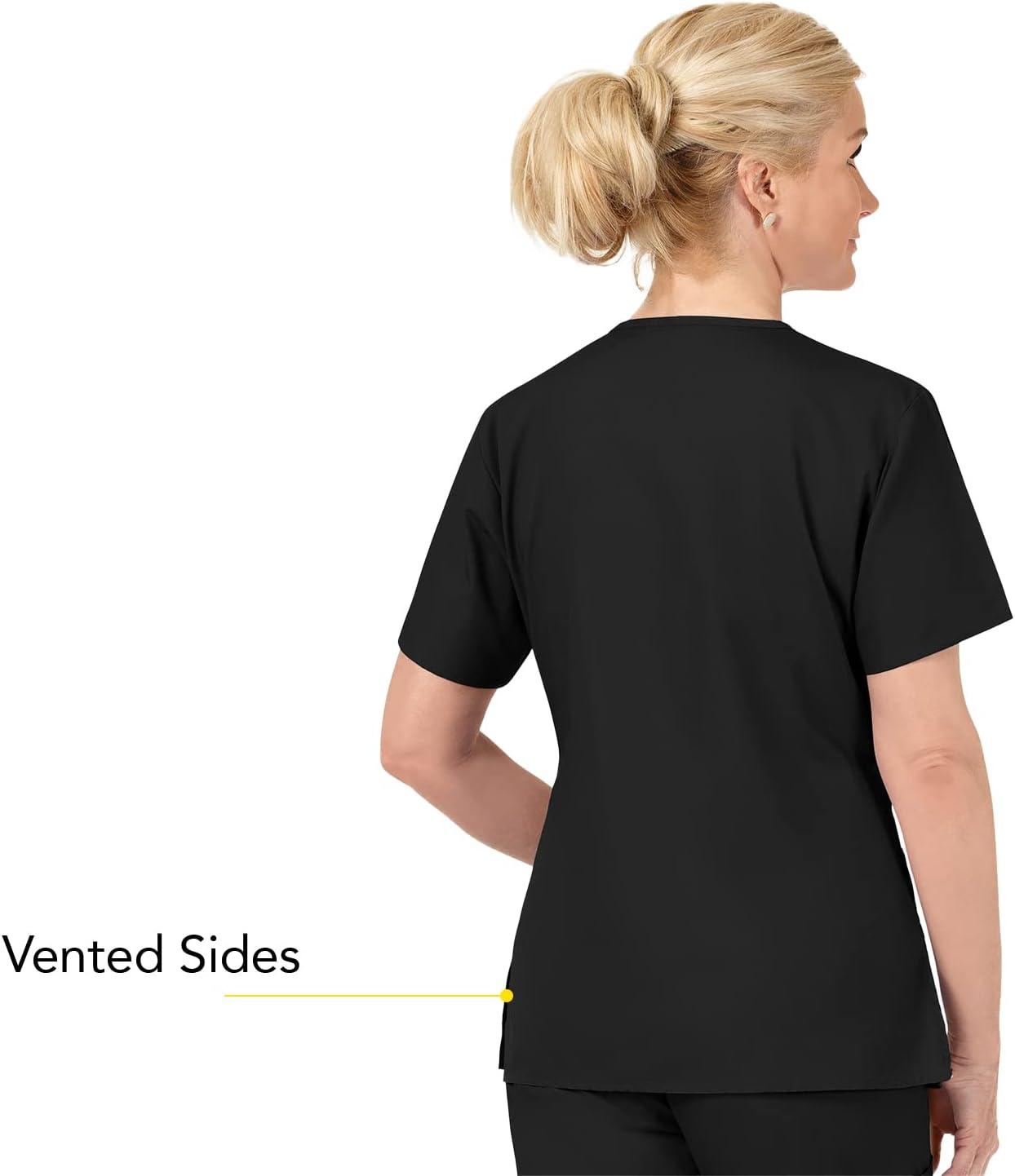 WonderWink womens Origins Bravo V-Neck Top, Black, X-Small