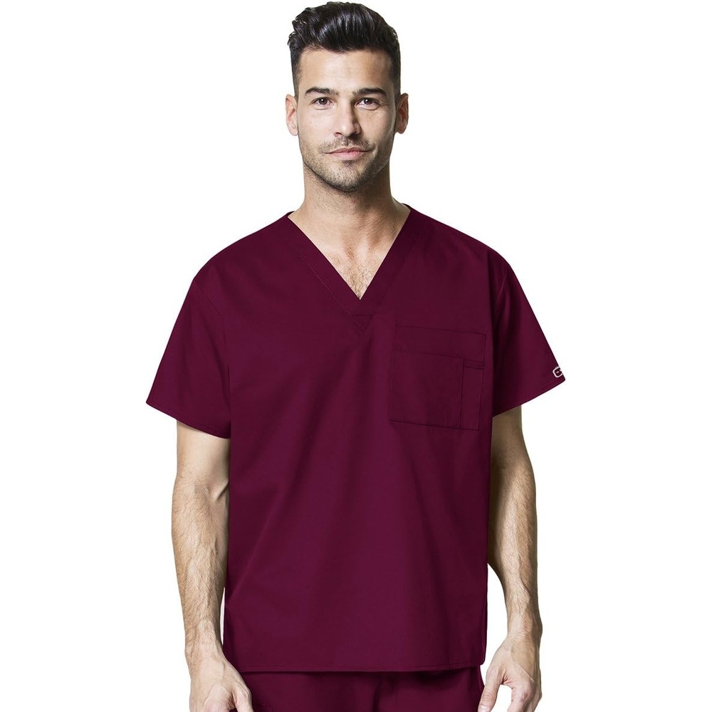 Wink WonderWORK Unisex V-Neck Scrub Top(Wine)