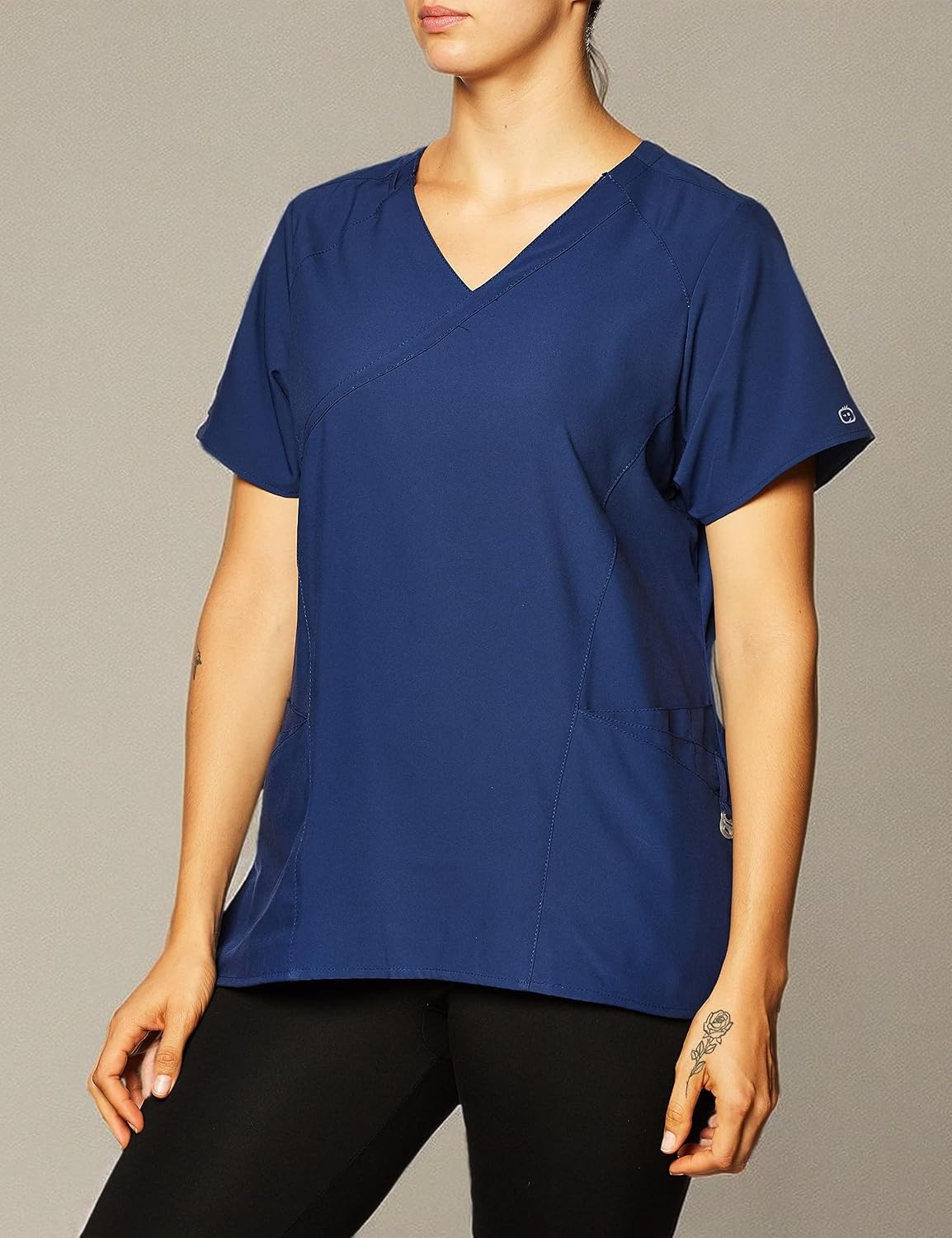 Wink W123 Women’s Mock Wrap Scrub Top(Navy)