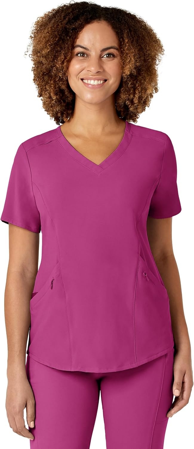 Wink Renew Women’s V-Neck Scrub Top(Raspberry)