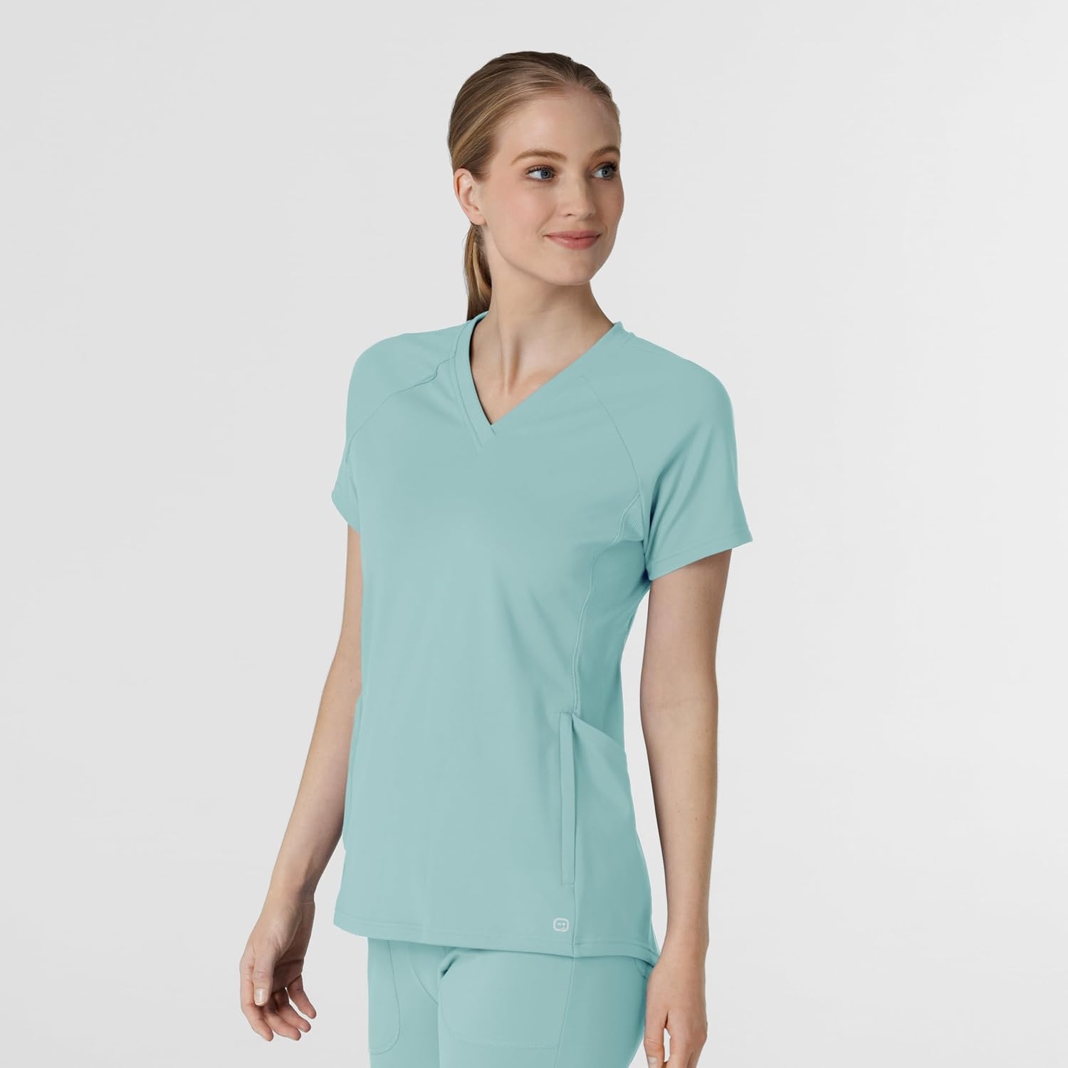 Wink Renew Knit Women’s Flex-n-Reach V-Neck Raglan Scrub Top(Coastal Blue)