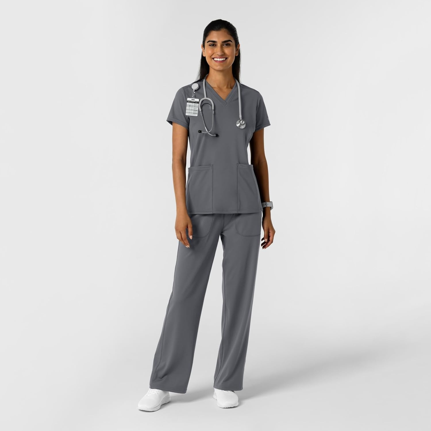 Wink Women’s Women’s 2-Pocket Scrub Top(Pewter)